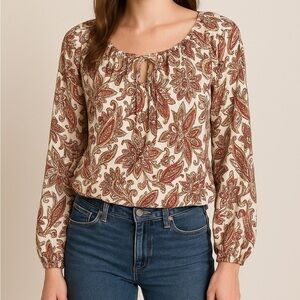 Melloday Paisley Perfection – Flowy Boho Blouse Size Large‎ New with Tag